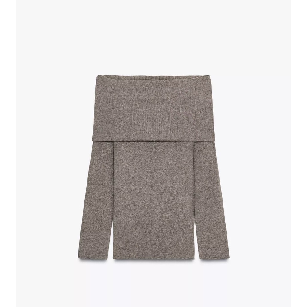 Zara knit off the shoulder foldover top